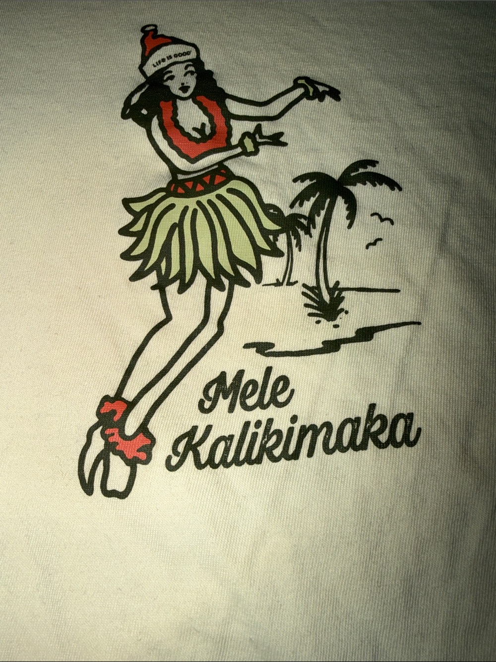 Life is good Women's Hula Mele Kalikimaka Long Sleeve Crusher Boxy Tee - Picture 2 of 7